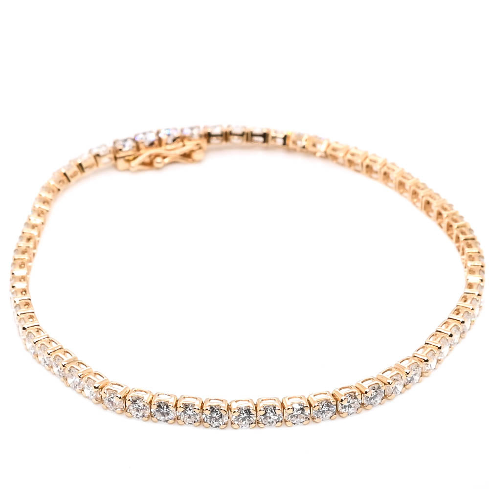 14KT Yellow Gold 7.5" 5.12CTW LAB GROWN Diamond Tennis Bracelet.