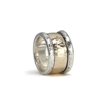 Balance Meditation Ring. Sterling Silver and 9KT Yellow Gold. Size 7.