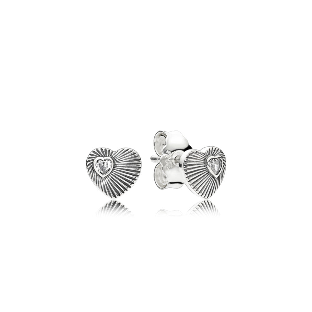 Vintage Heart Fans, Clear CZ