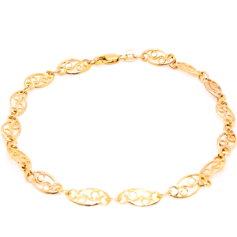 14KT Yellow Gold 8.5" 5mm Fancy Link Gold Bracelet.