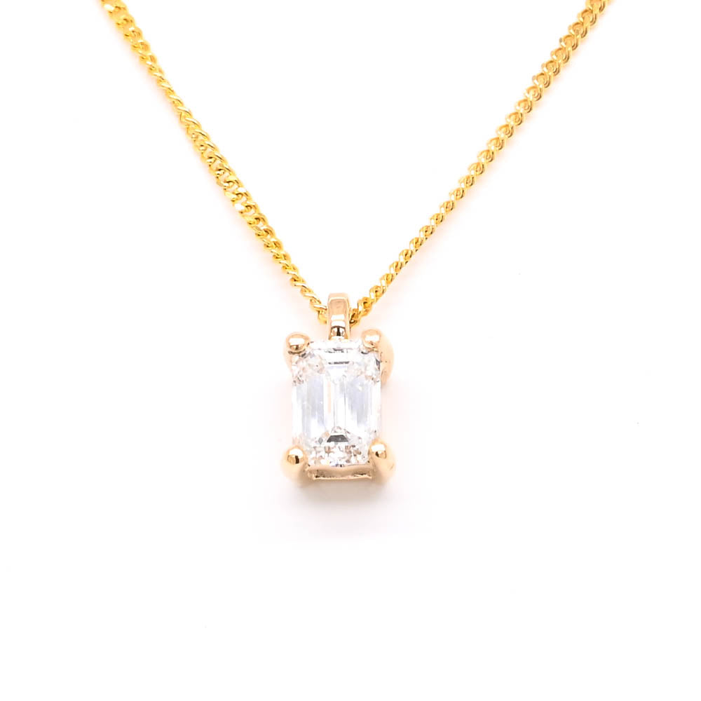 LUJO 10KT Yellow Gold 18" 0.30CTW Emerald Cut LAB Created Diamond Necklace