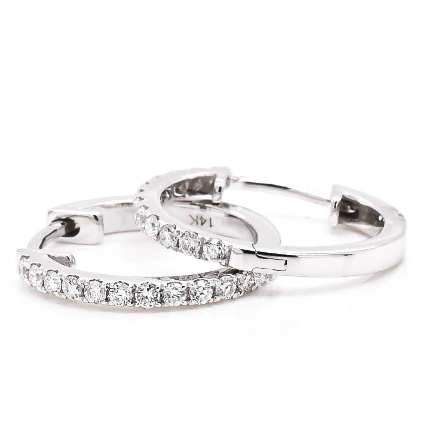 14KT White Gold 21mm 0.26CTW Diamond Huggies Earrings.
