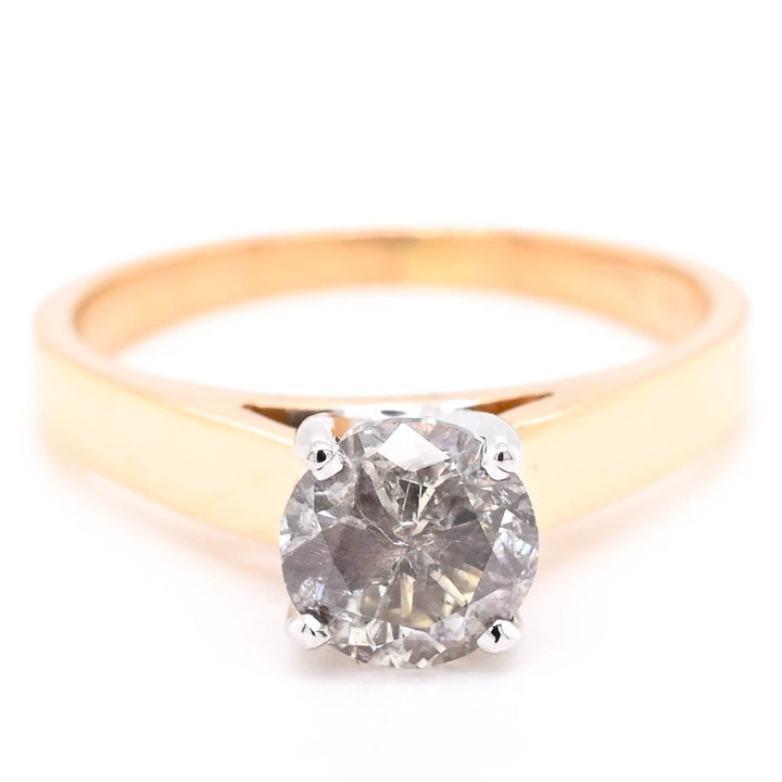 14KT Yellow & White Gold 1.00CT Round Brilliant Solitaire Engagement Ring.
