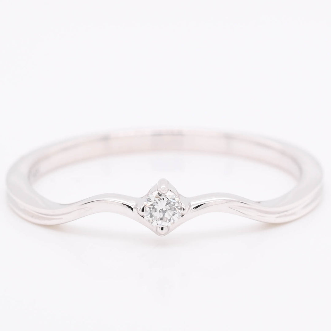 14KT White Gold 0.05CTW Diamond Curved Band.