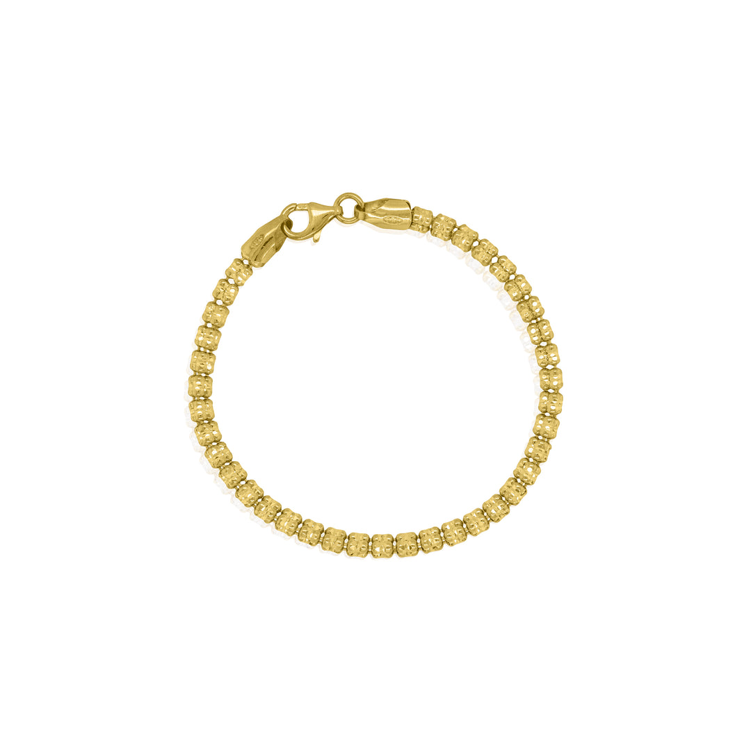 Sterling Silver 8.5"3.9mm Gold Vermeil Fancy Ice Chain Bracelet.