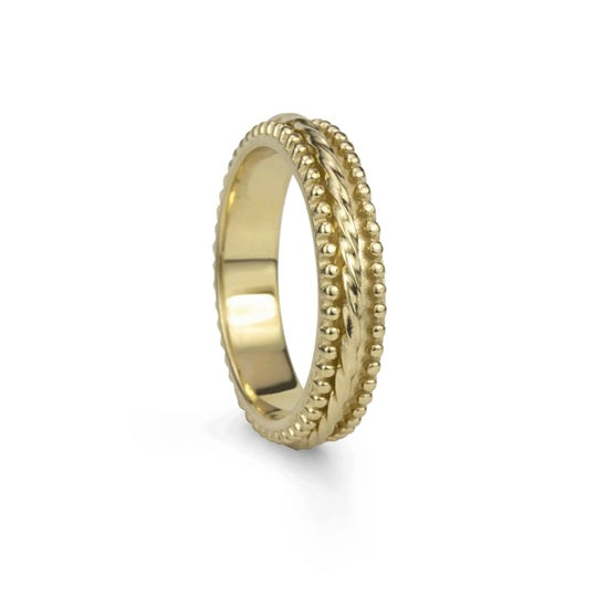 Mediataion Ring "Chakra" Sterling Silver & Yellow Gold Vermeli . Size: 9