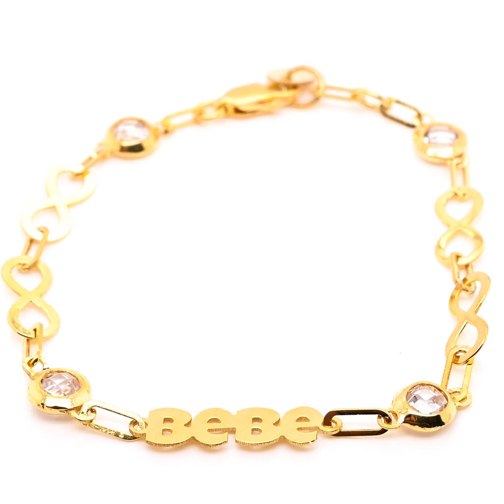 10KT Yellow Gold 6" Infinity C.Z Childrens Bracelet.