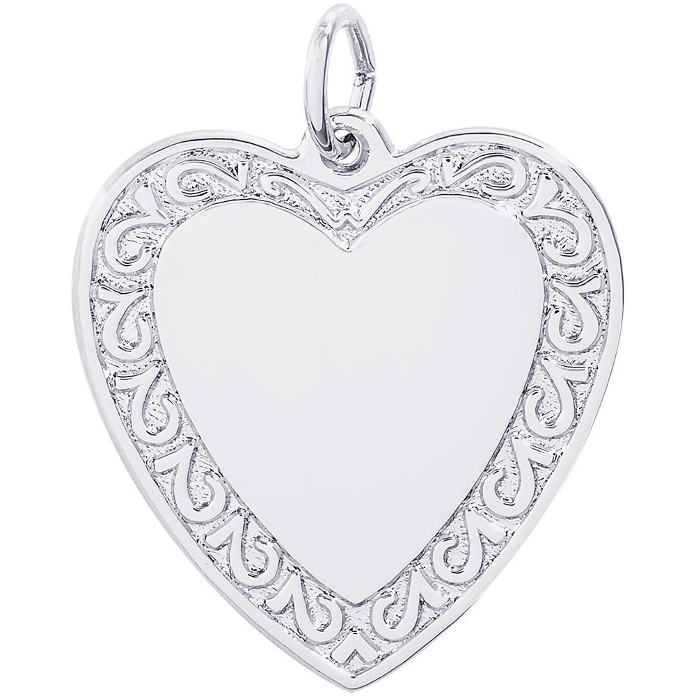 Rembrandt Sterling Silver Heart with Scroll Charm.