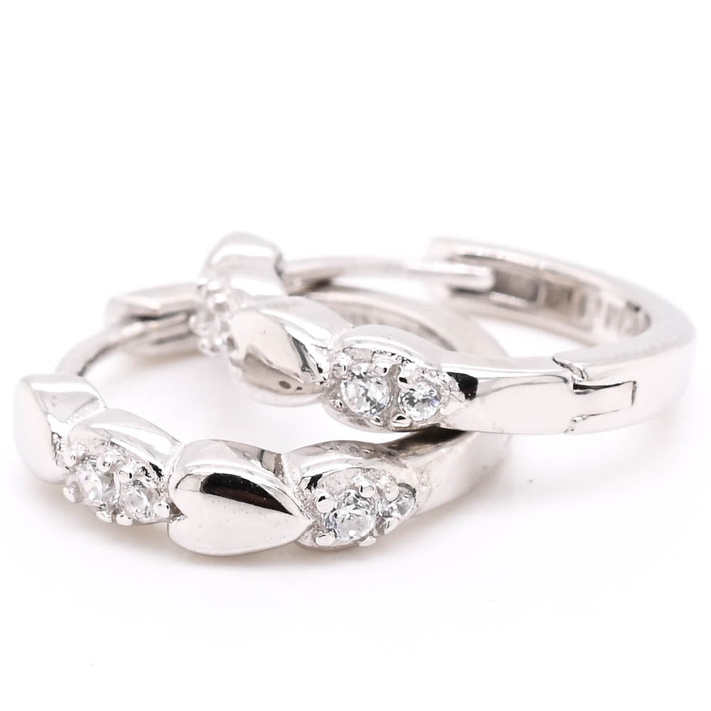 Sterling Silver 14mm C.Z Huggie Earrings.