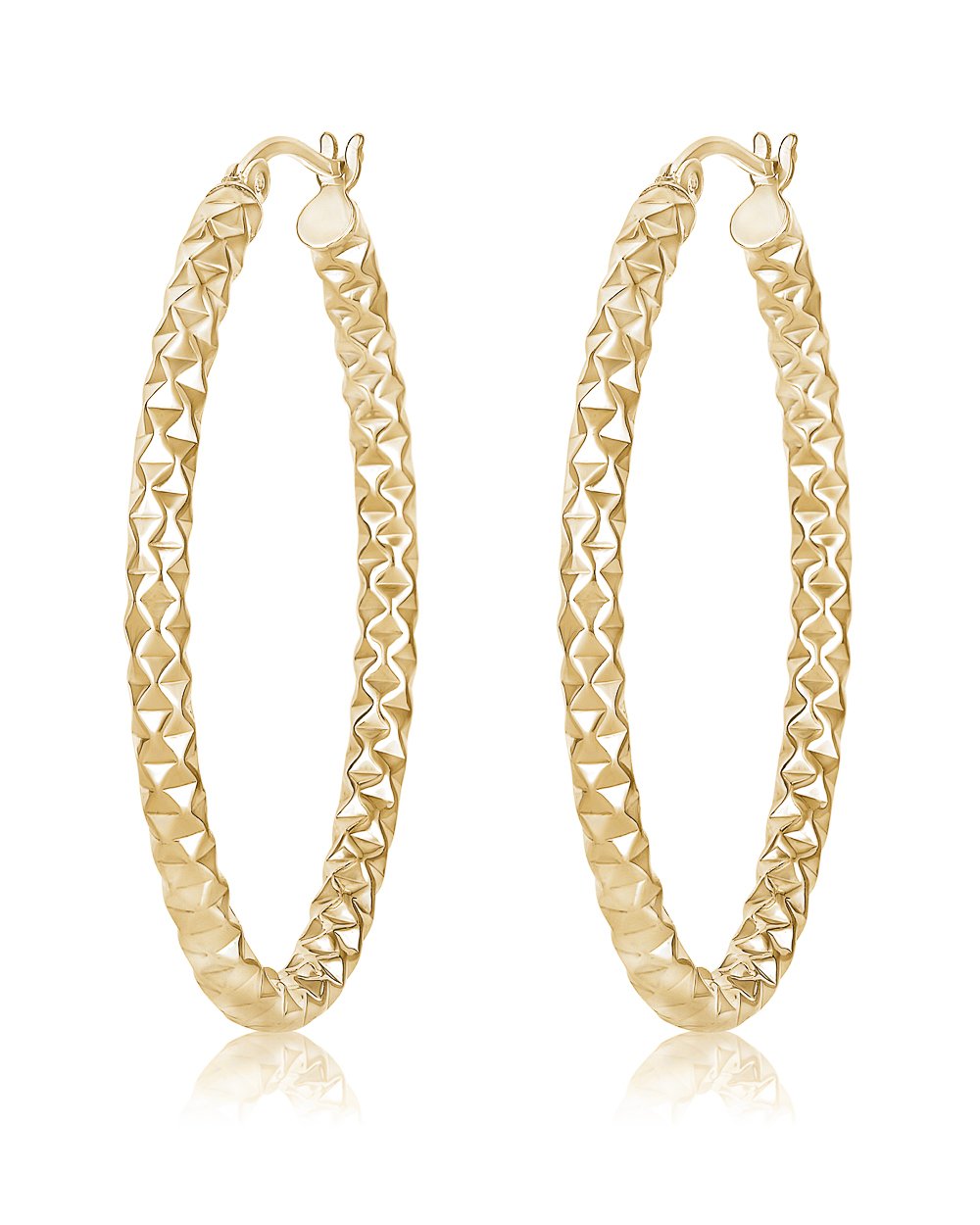 Larus Sterling Silver Gold Plsted 35mm Oval Hoop Earrings.