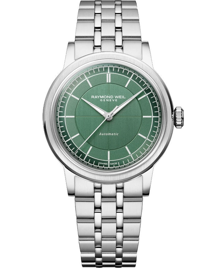 Raymond Weil Millesime Automatic Central Seconds Sage Green Dial 35mm Watch.2125-ST-52011