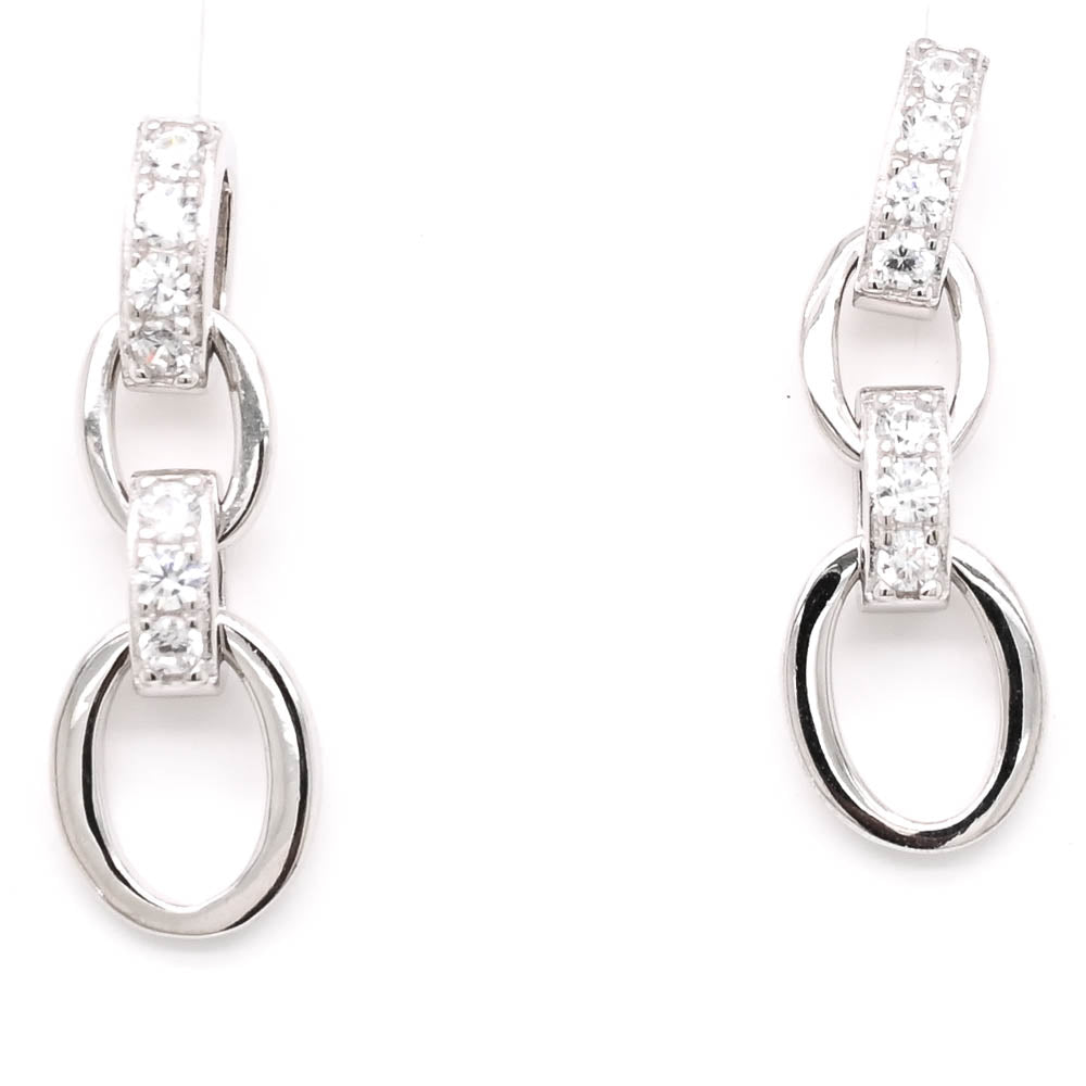 Sterling Silver C.z Dangle Earrings.