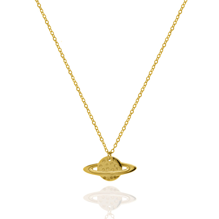 Sterling Silver Gold Vermeil 18" Planet Necklace.