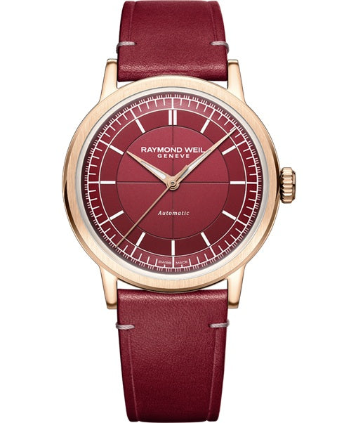 Raymond Weil Millesime Automatic Central Seconds Red Grape Dial 39mm Watch. 2925-PC5-45001