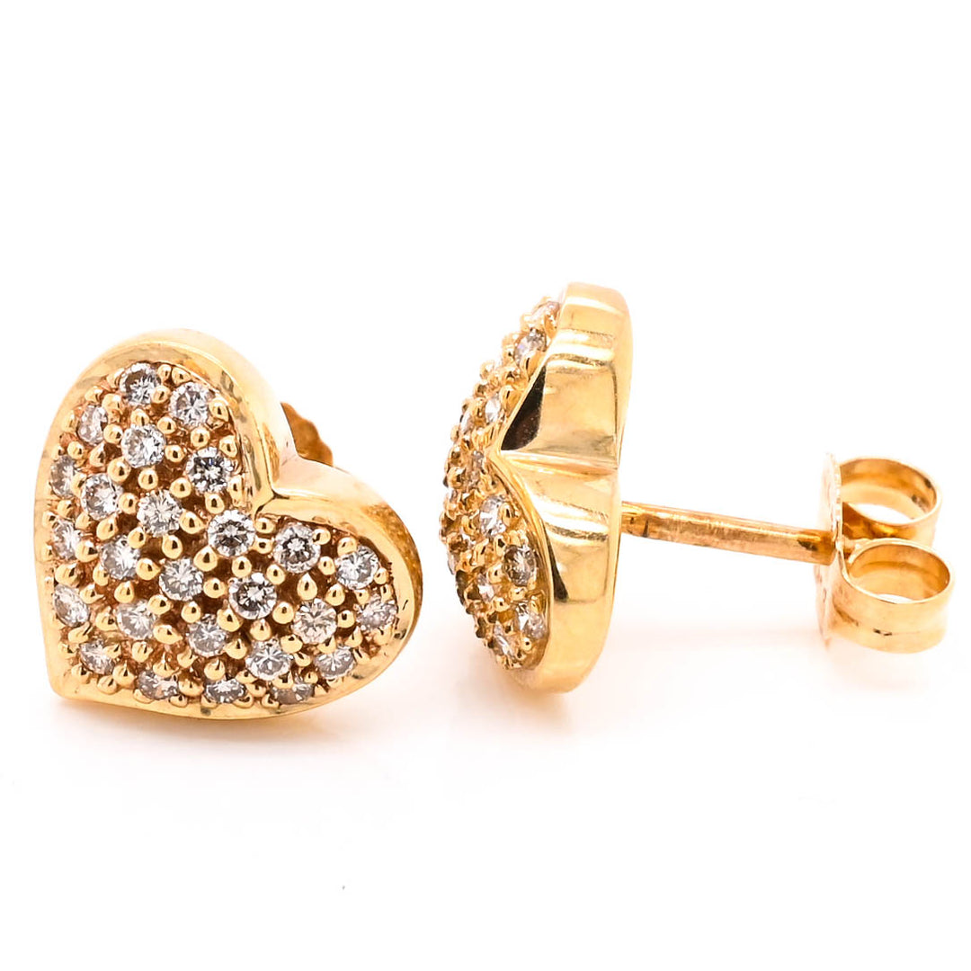 14KT Yellow Gold 0.60CTW CTW Stud Style Backing Diamond Earrings