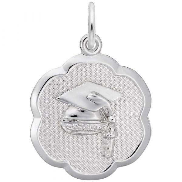 Rembrandt Sterling Silver Graduation Cap Charm.