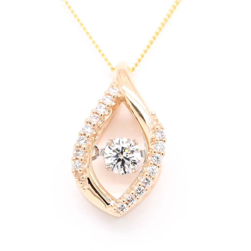 LUJO 10KT Yellow Gold 18" 0.30CTW Round Brilliant LAB Created Dancing Diamond Necklace.