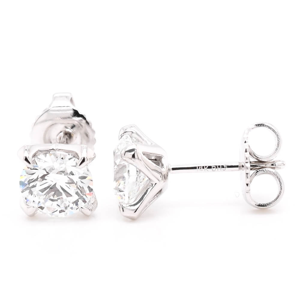 14KT White Gold 2.00CTW Round Brilliant LAB GROWN Diamond Stud Earrings.
