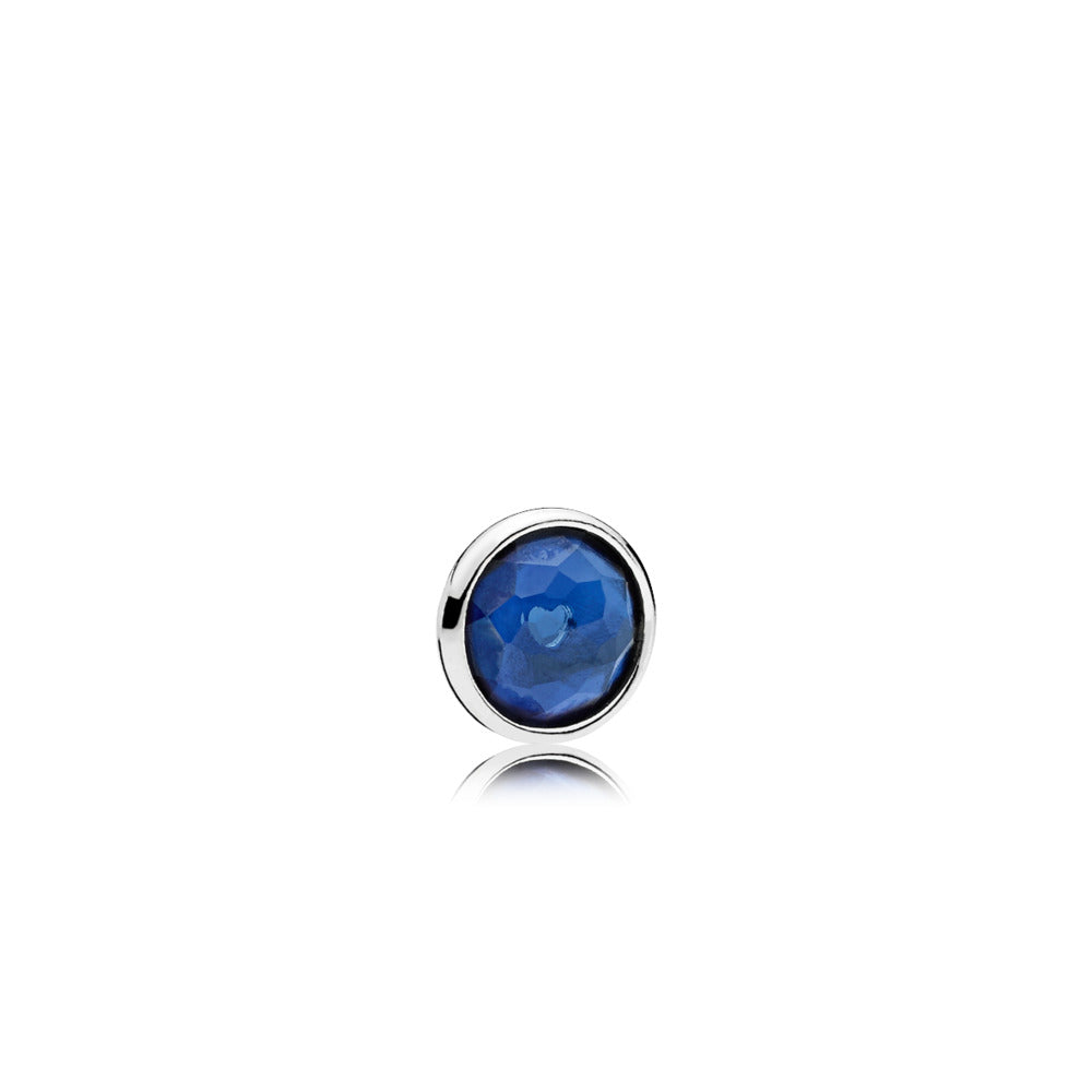 September silver element with synthetic sapphire droplet