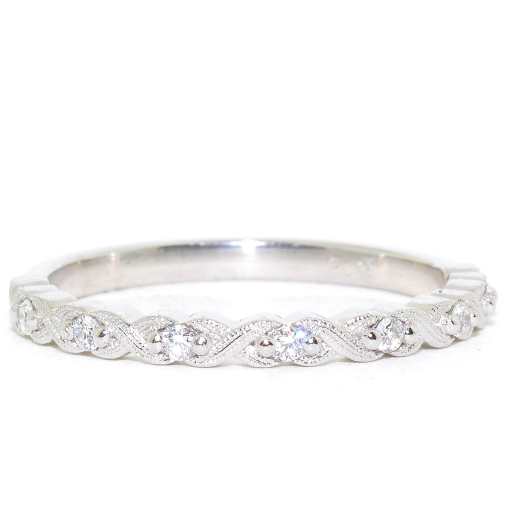 Platinum 0.07CTW Diamond Braided Wedding Band