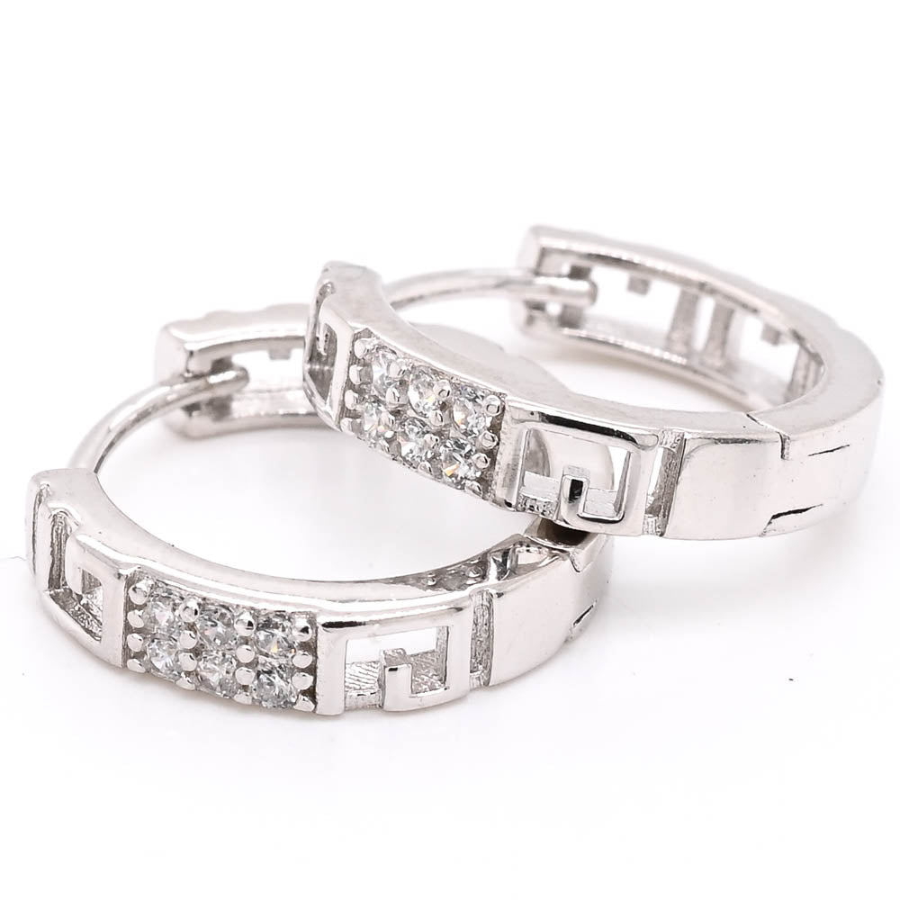 Sterling Silver C.Z 14mmHuggie Earrings.