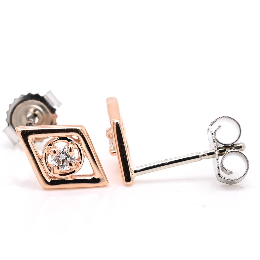 Fire & Ice 10KT White/Rose Gold 0.07CTW Canadian Diamond Stud Earrings