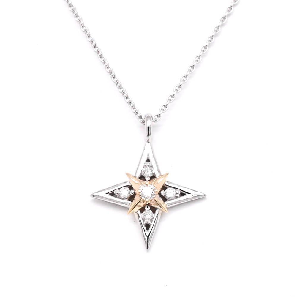Fire & Ice 10KT White Gold 18" 0.06CTW Canadian Diamond Star Necklace.