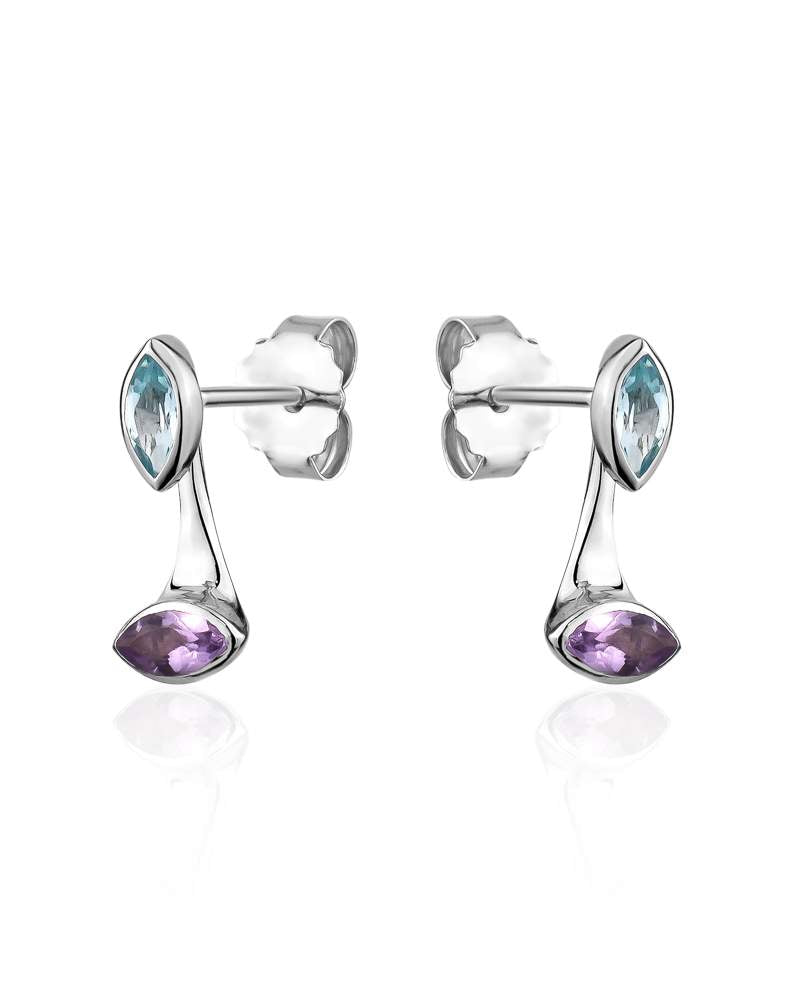 Larus Sterling Silver Blue Topaz & Amethyst Earrings.