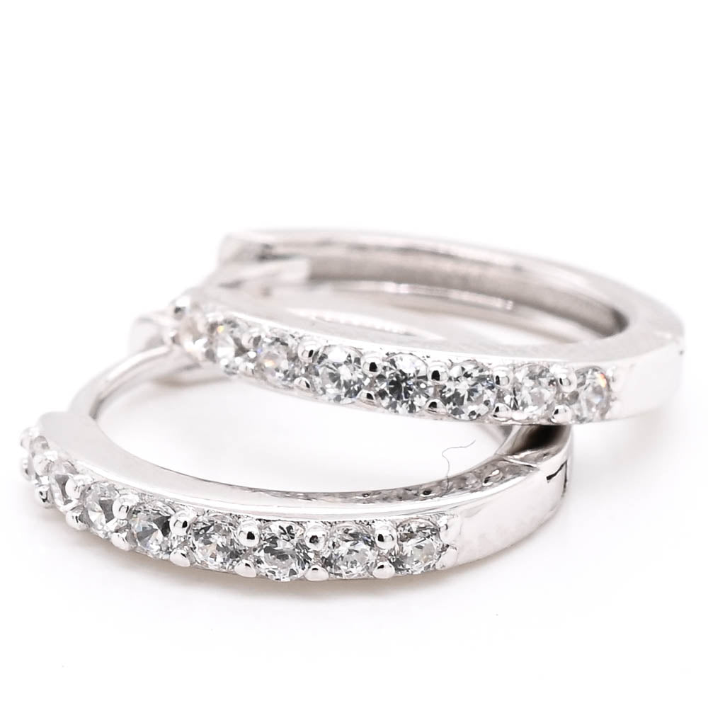 Sterling Silver C.Z 14mm Huggie Earrings.