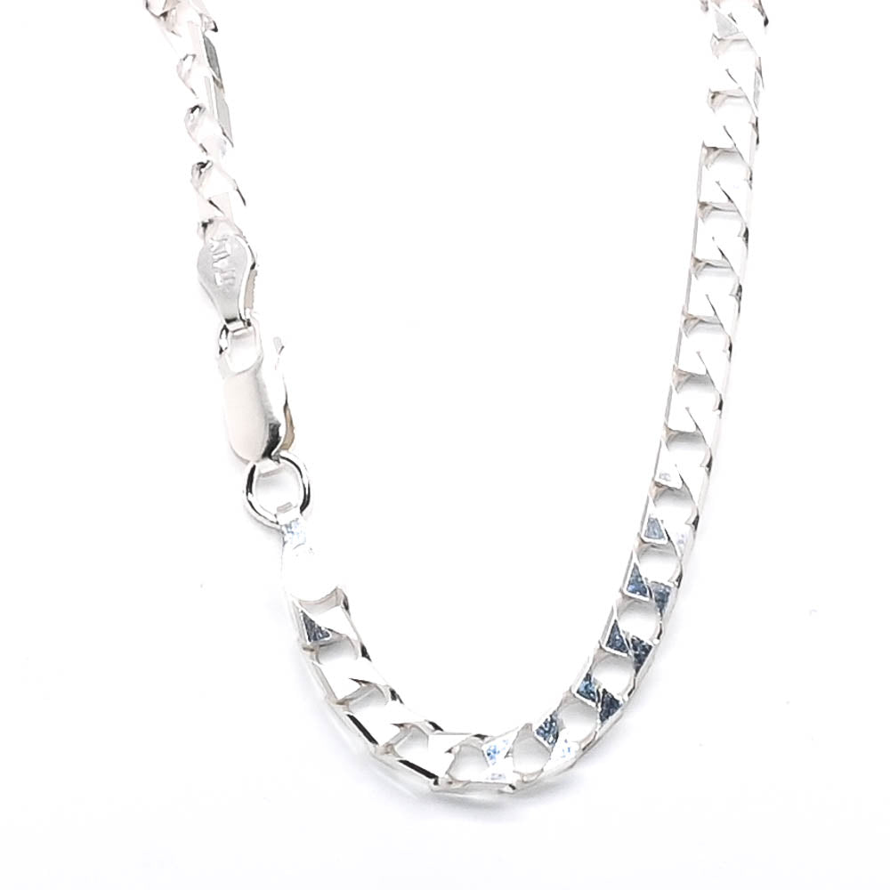 Sterling silver 18" 4mm Flat Link Chain.