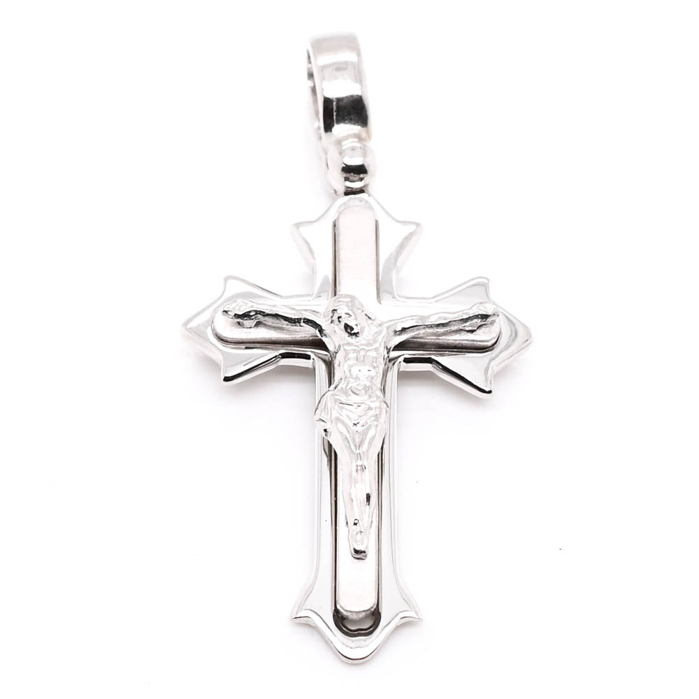 10KT White Gold 35x17mm Crucifix Pendant.