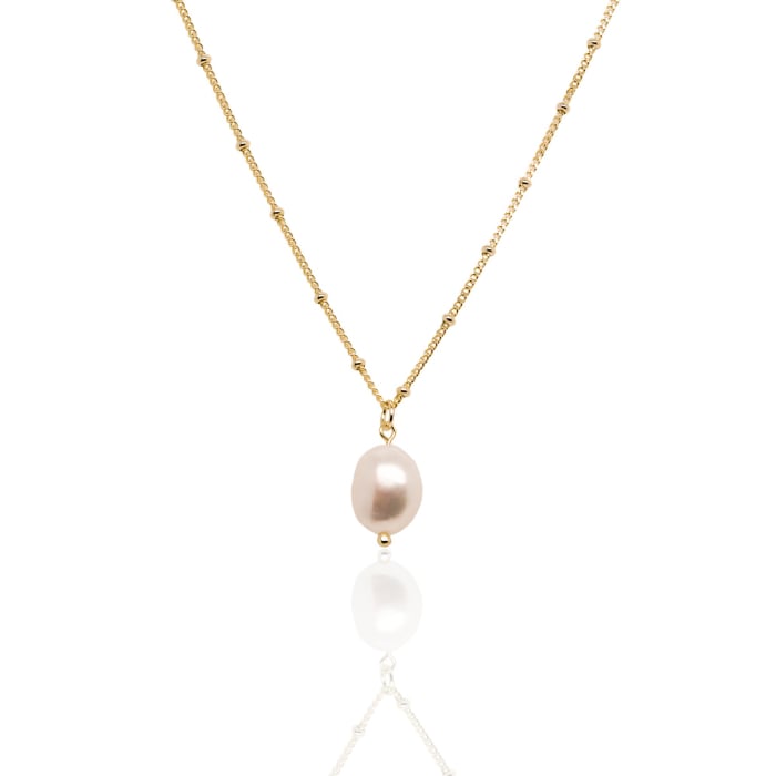 Sterling Silver Gold Plated 18" dangle Pearl Satellite Chain