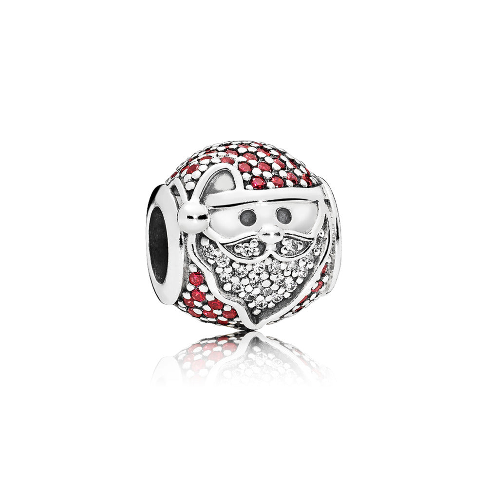 Sparkling Jolly Santa, Red & Clear CZ