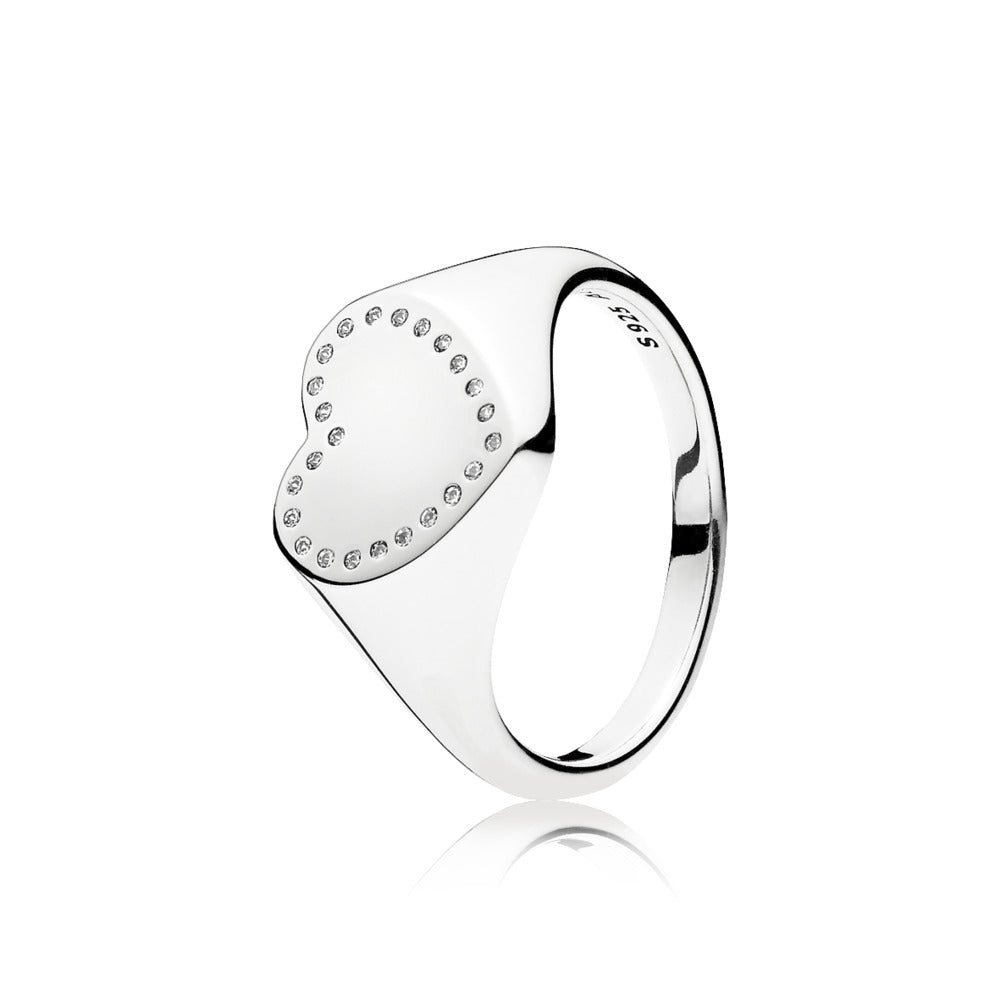 Heart Signet, Clear CZ