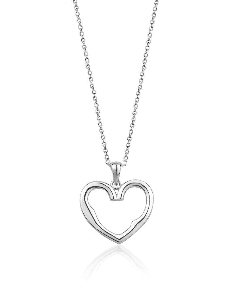 Larus Sterling Silver 18" Heart Necklace.