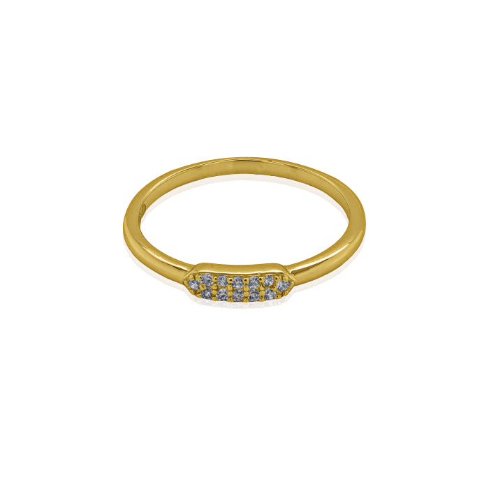 Sterling Silver Gold Vermeil CZ Pave Slim Bar Ring
