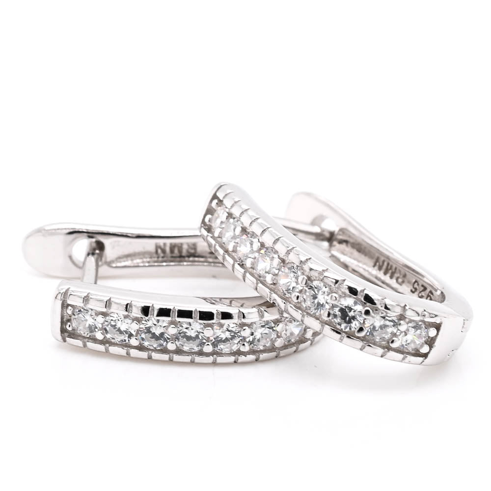 Sterling Silver C.Z Huggies Earrings.