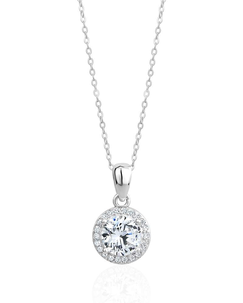 Larus Sterling Silver 18" 1.00CTW Moissanite Halo Set Necklace.