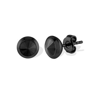 Italgem steel Black IP Plated Black C.Z Stud Earrings.