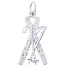 Rembrandt Sterling Silver Ski Poles Charm.