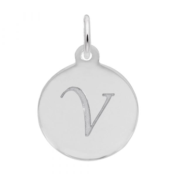 Rembrandt Sterling Silver Script Letter "V" Initial.