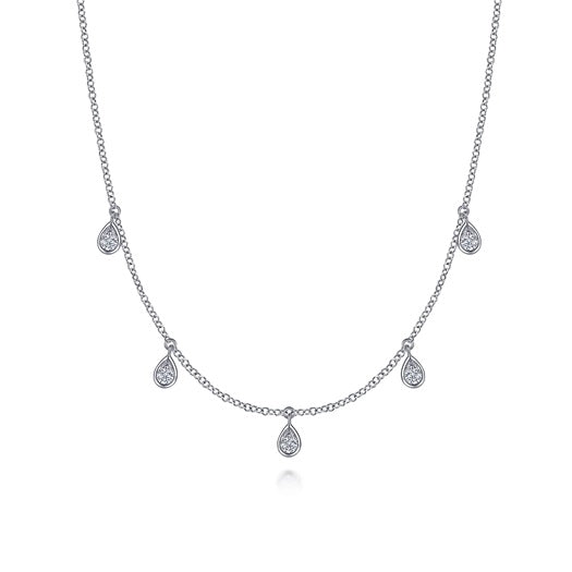 Gabriel & Co 14K White Gold 16" 0.25CTW Teardrop Bezel Set Diamond Dro