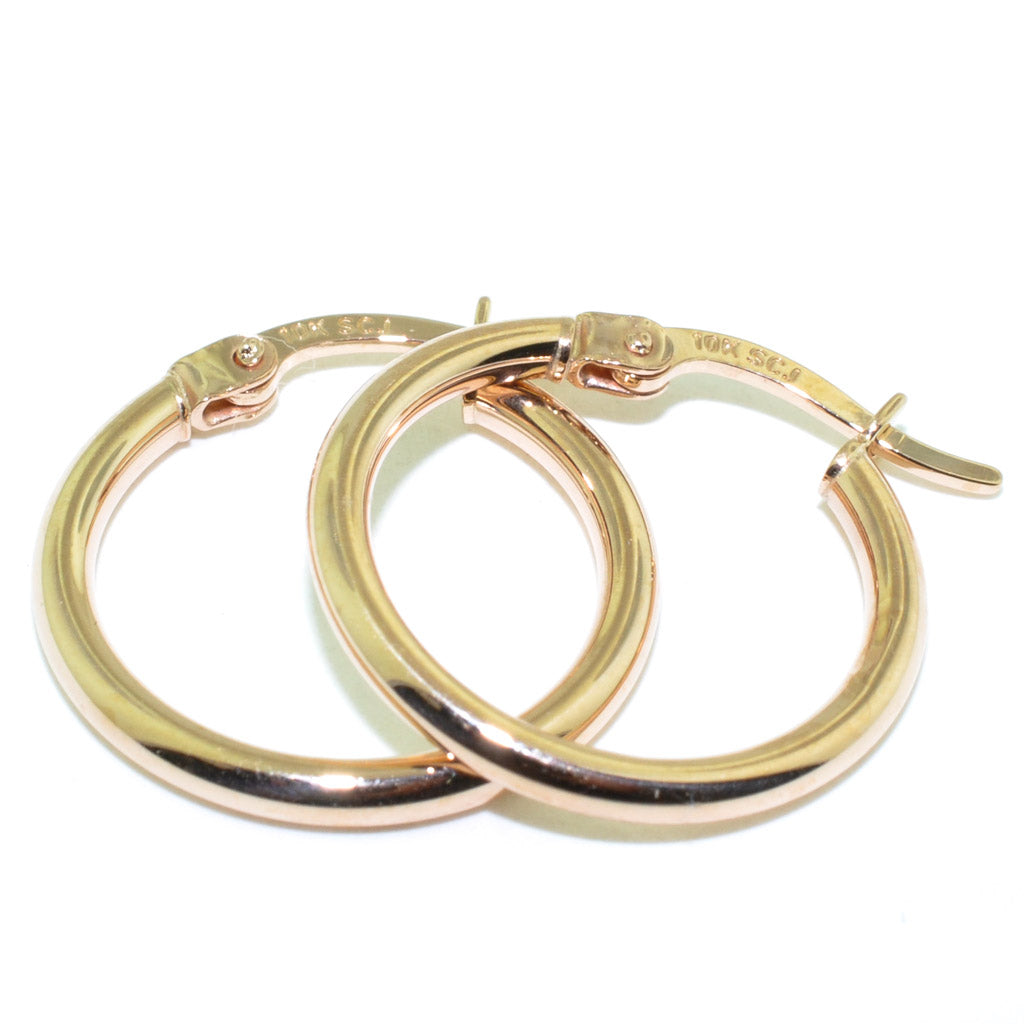10KT Rose Gold 15MM Hoop Earrings.