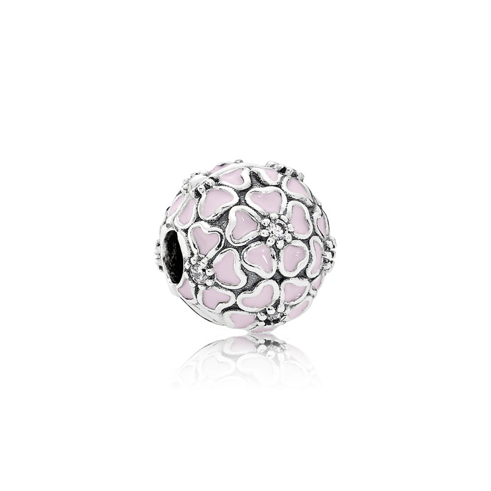 Cherry Blossom, Soft Pink Enamel & Clear CZ