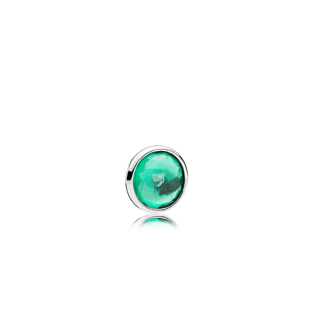 May silver element with royal green crystal droplet