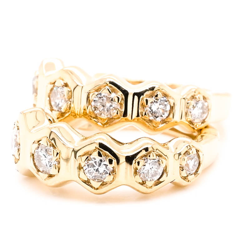 14KT Yellow Gold 0.41CTW Huggie Style Backing Diamond Earrings