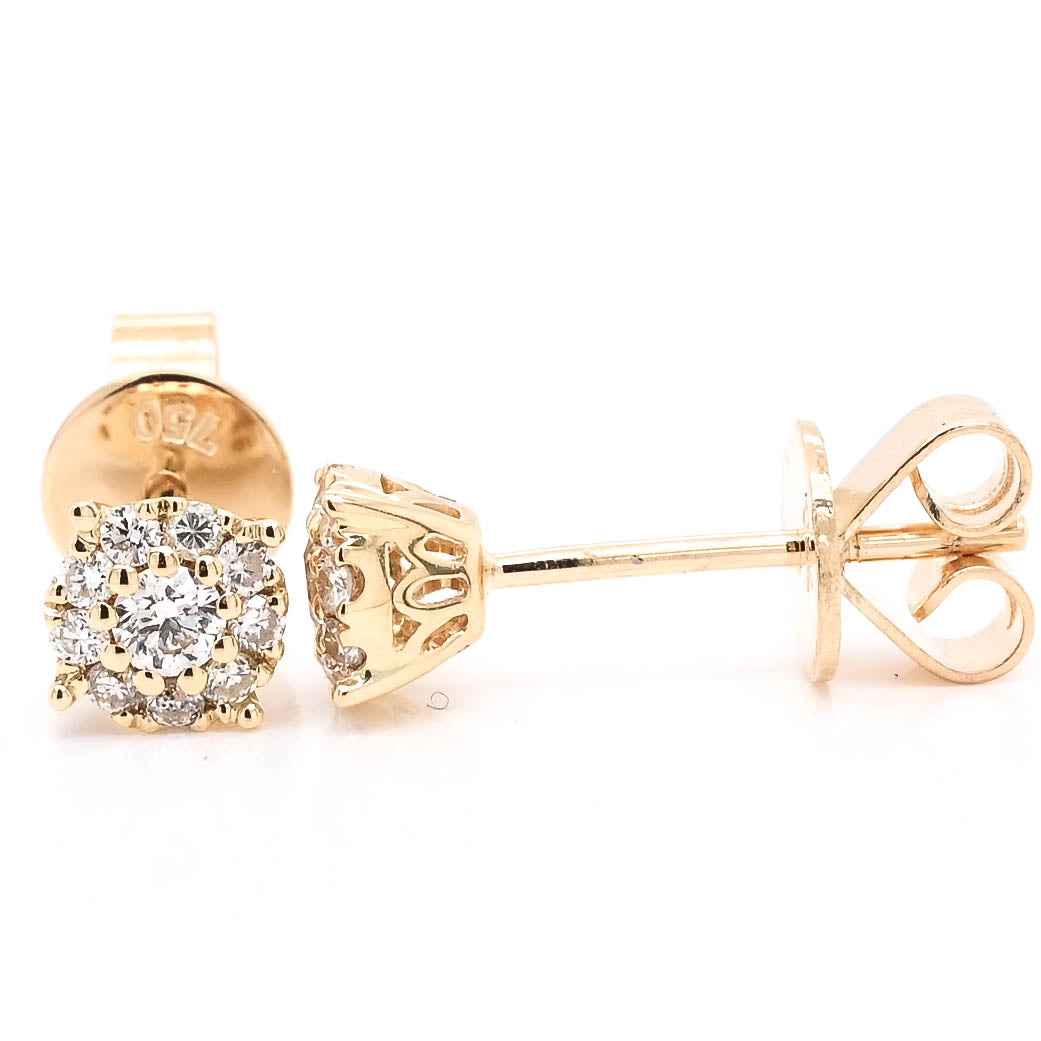 18KT Yellow Gold 0.25CTW Diamond Stud Earrings