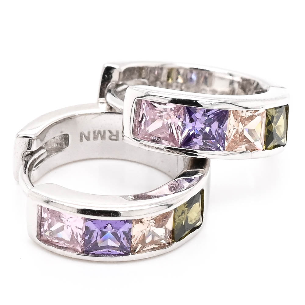 Sterling Silver C.Z 14mmHuggie Earrings.