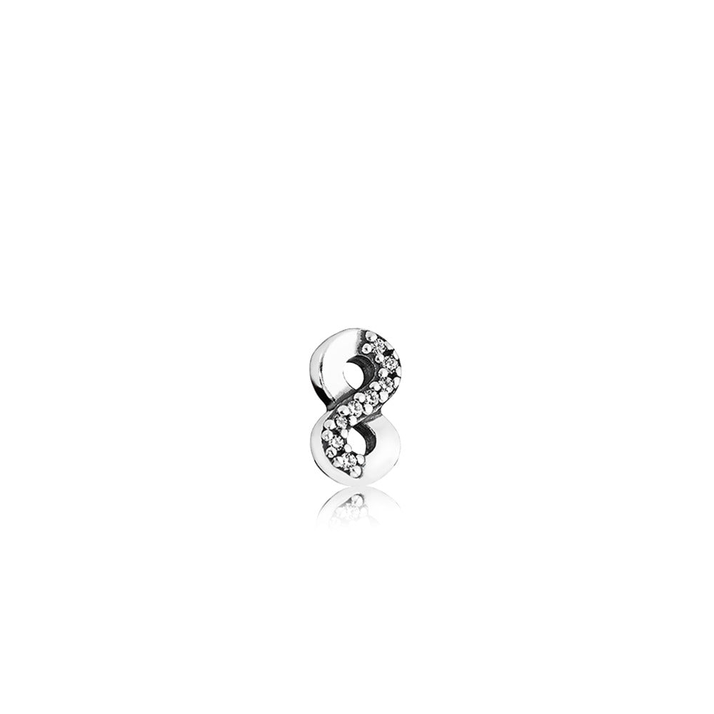Infinity silver element with clear cubic zirconia
