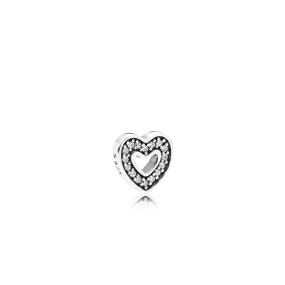 Heart silver petite element with clear cubic zirconia